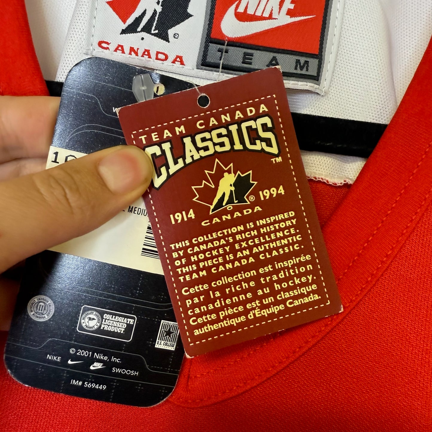 2000 Nike Team Canada 1977 Repica Jersey Sz M New with Tags (B1791)