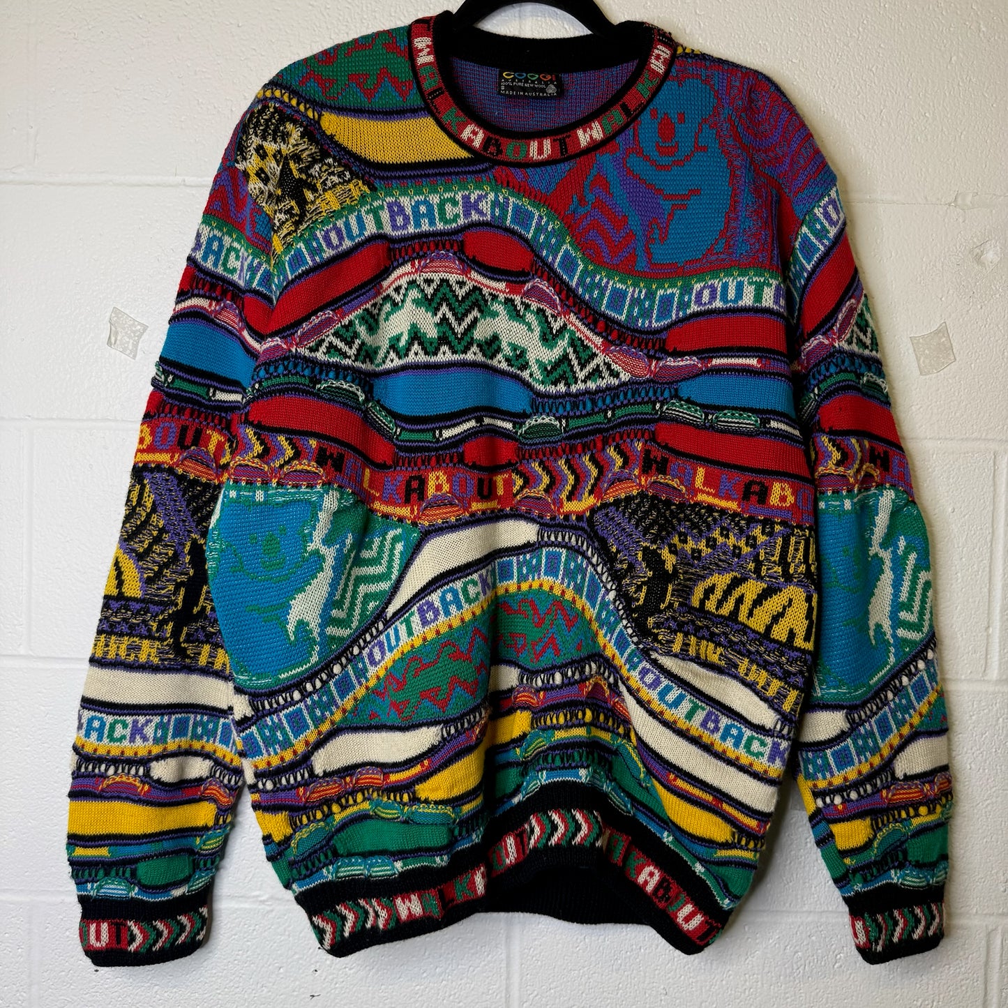 Genuine Coogi Australia Print Limited Edition Knit Sweater Sz S (B2401)