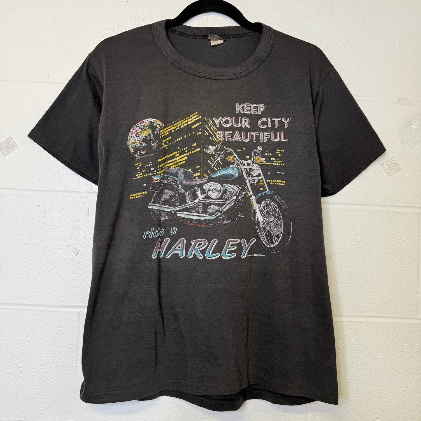 1986 Harley Davidson Keep Your City Beautiful T-Shirt Sz M (B463)