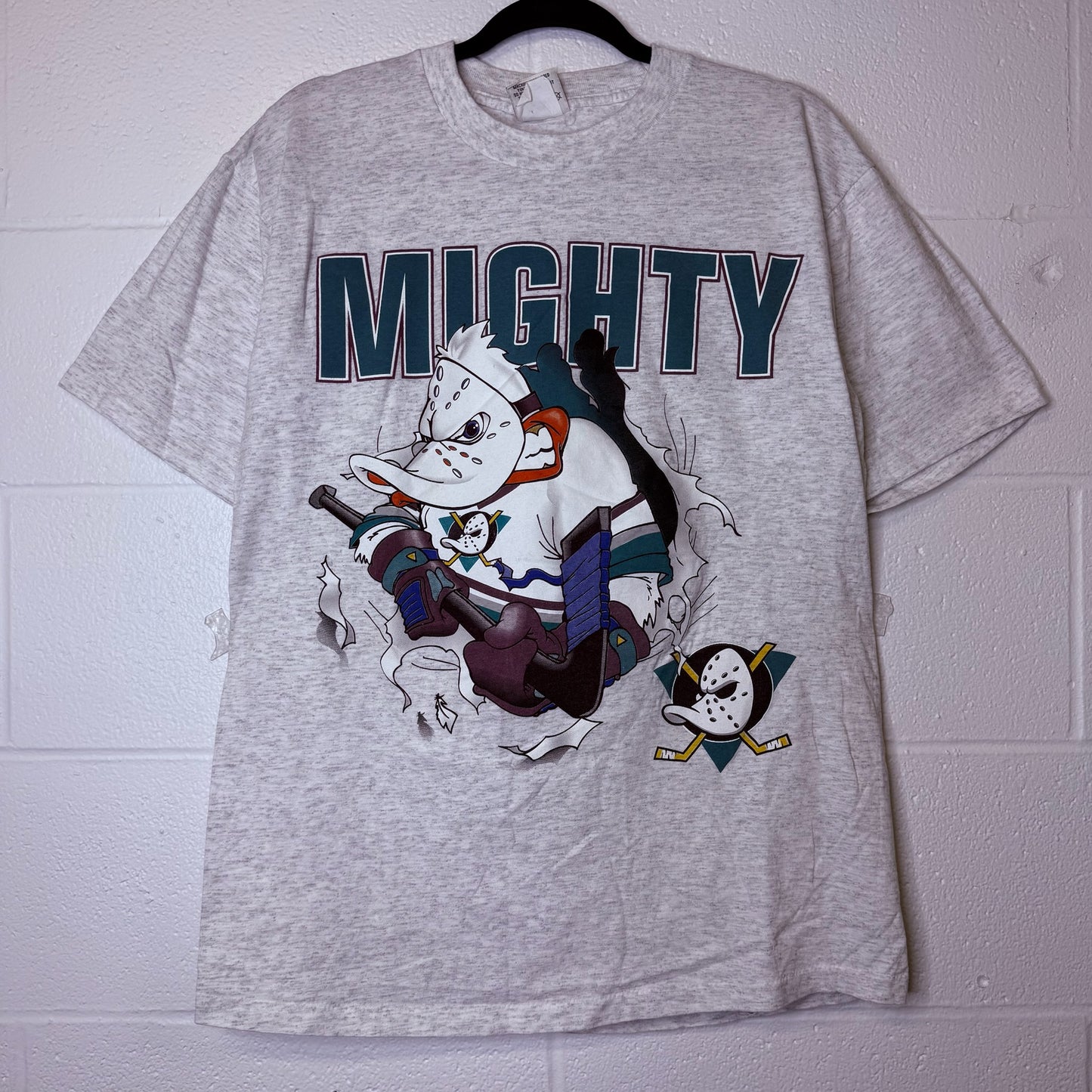 90's Mighty Ducks Nutmeg Breakthrough NHL T-Shirt Sz L (B2347)