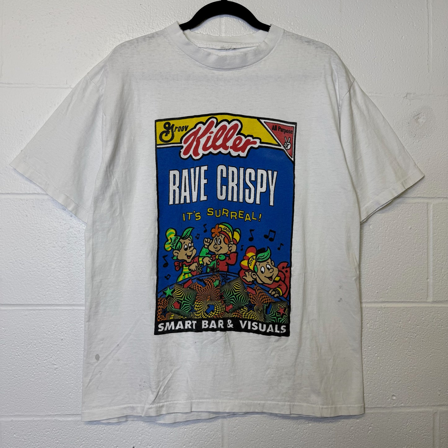 90's Rave Crispy Cereal T-Shirt Sz L (B1002)