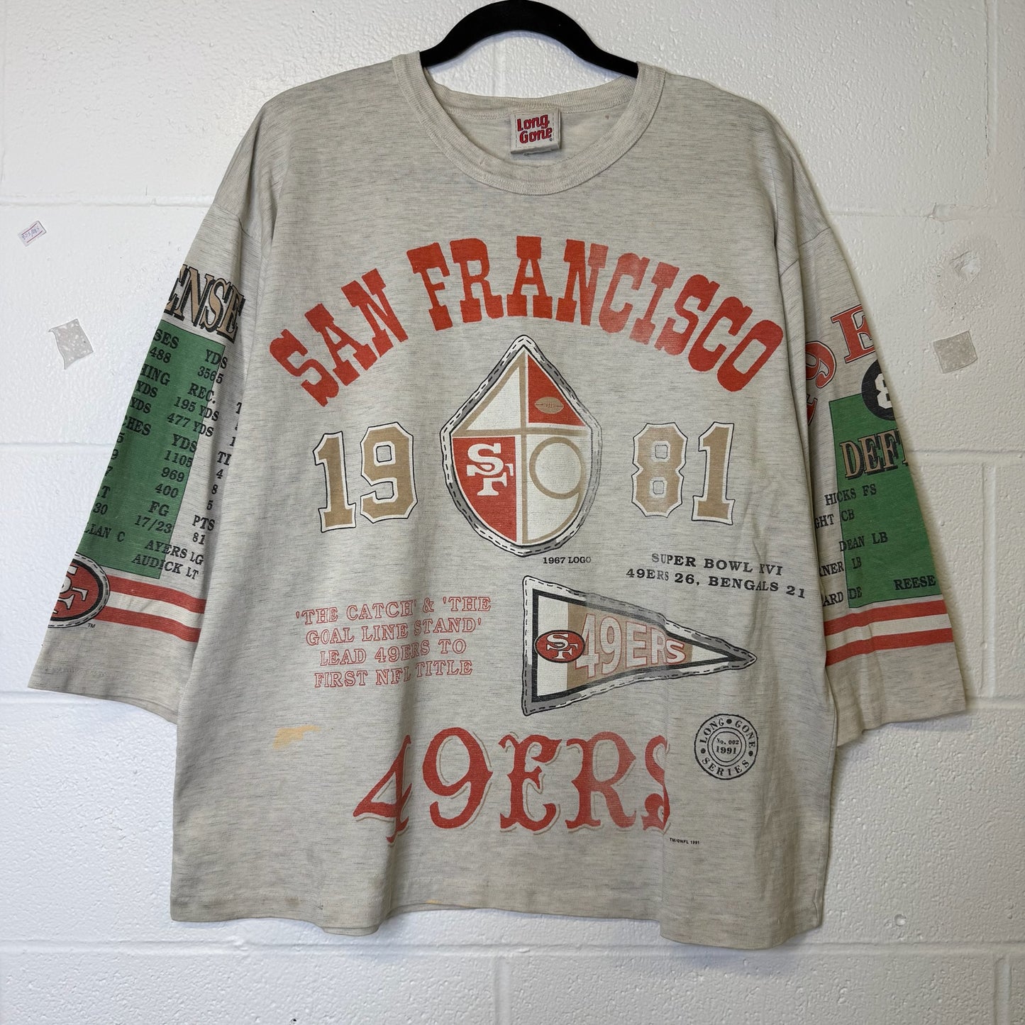 90s San Francisco 49ers NFL Long Gone T-Shirt Sz XL (B2576)