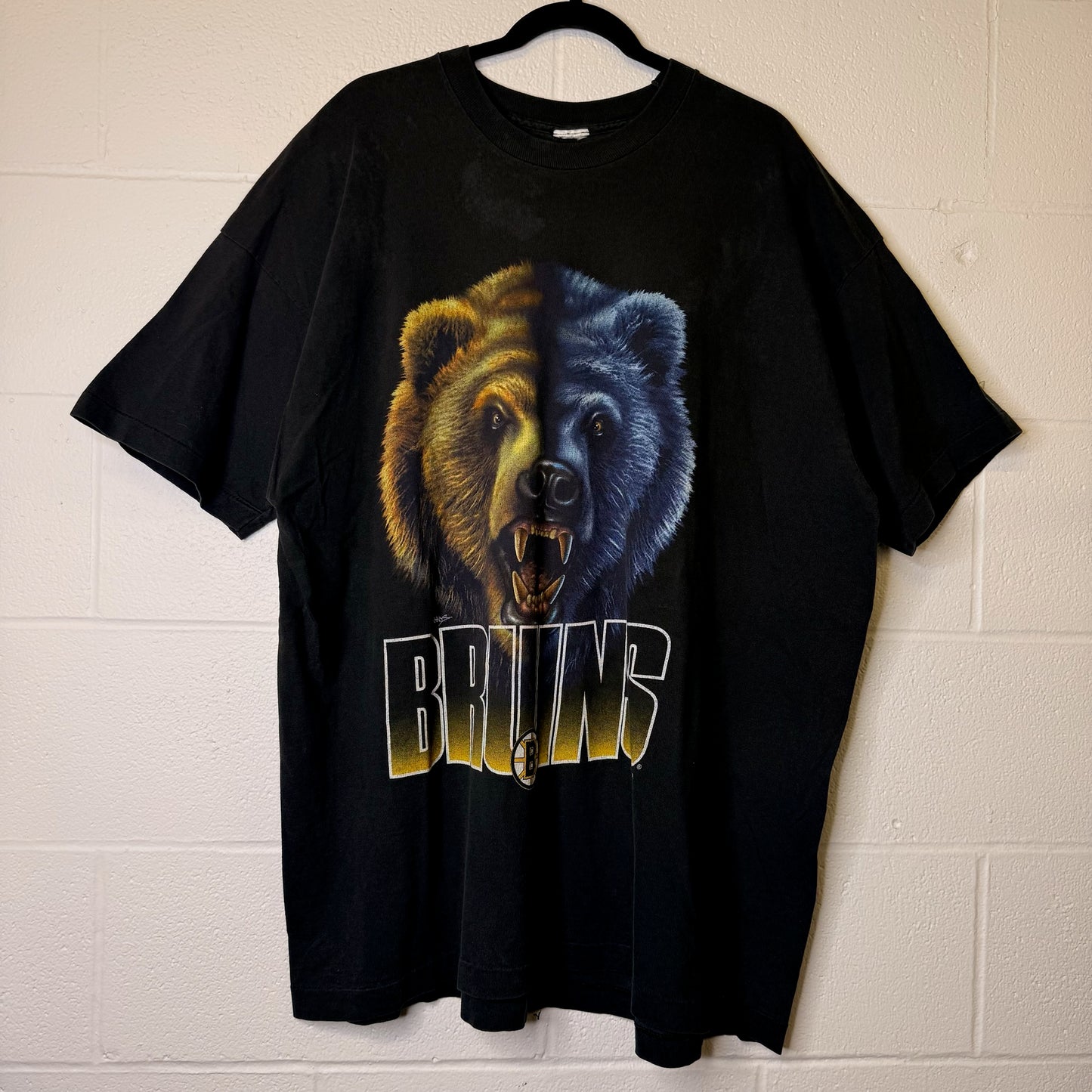 90s Boston Bruins Realistic Bear Salem NHL Sz 3XL T-Shirt (B2421)