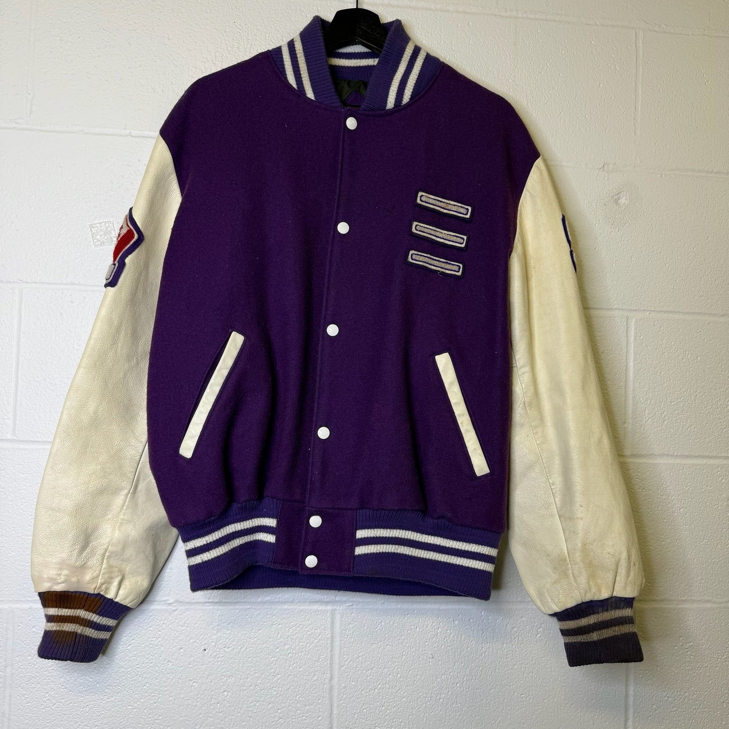 90's Esprit Canada Letterman Leather/wool Jacket Sz L