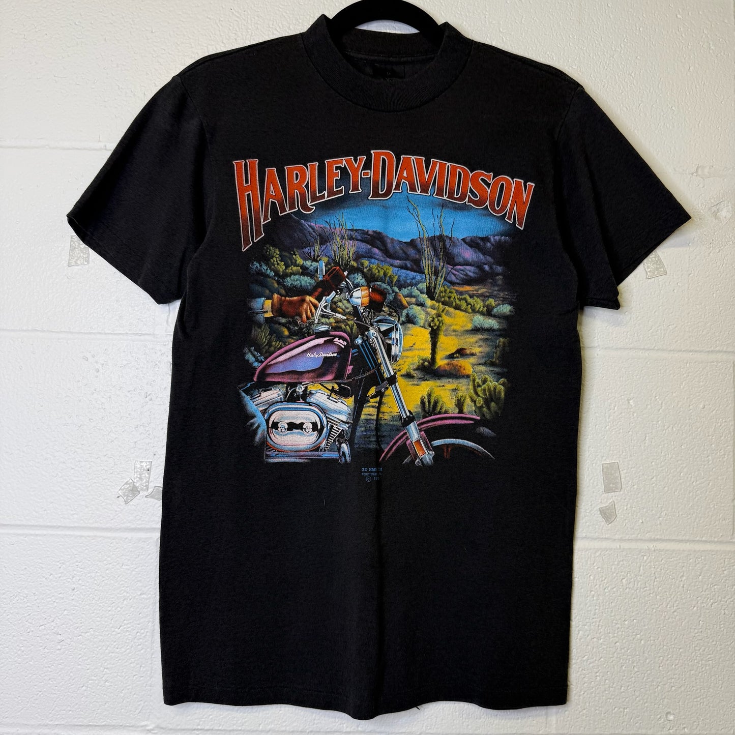 1990 Harley Davidson 3D Emblem T-Shirt Sz M (B608)
