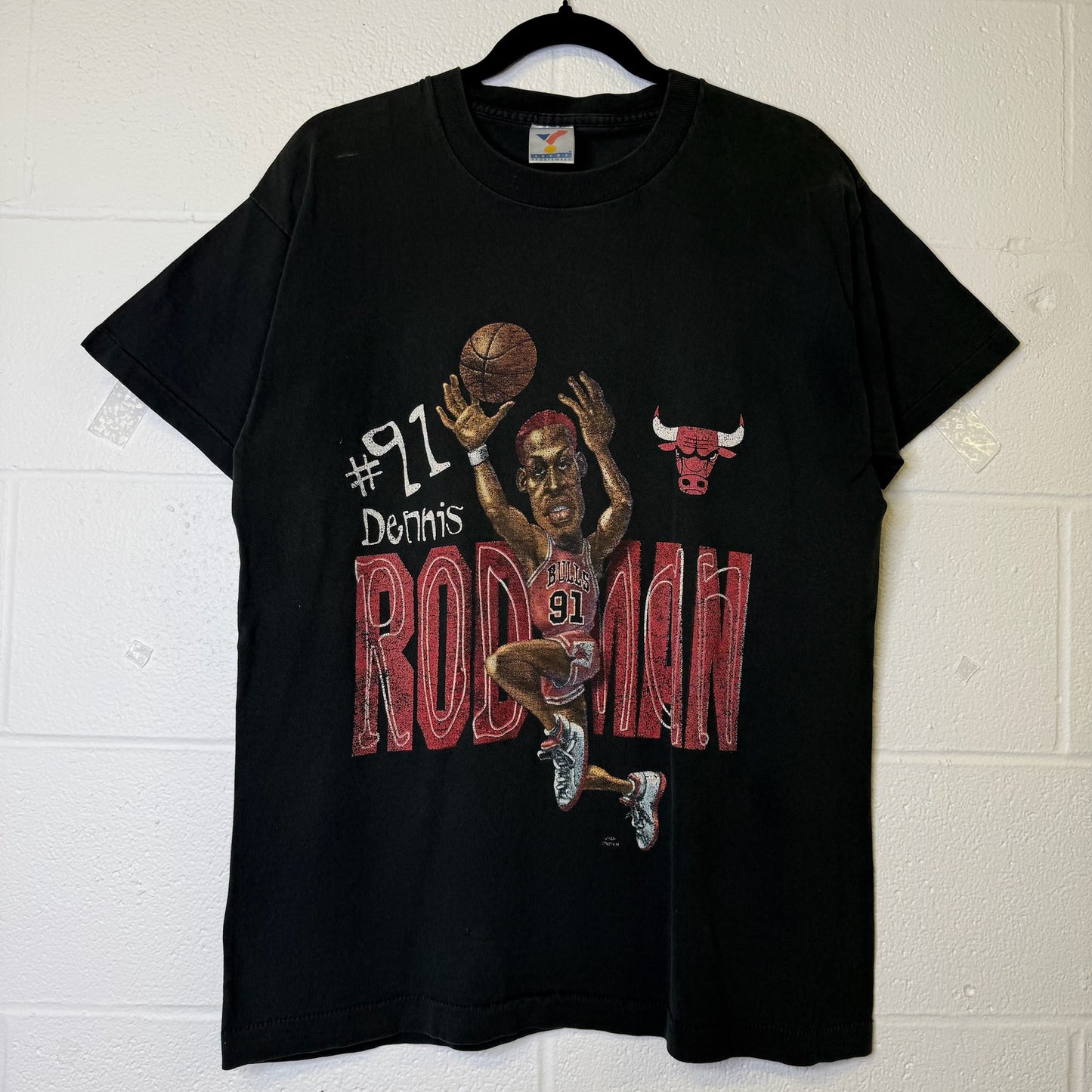 90's Dennis Rodman Chicago Bulls NBA T-shirt Sz L (B651)