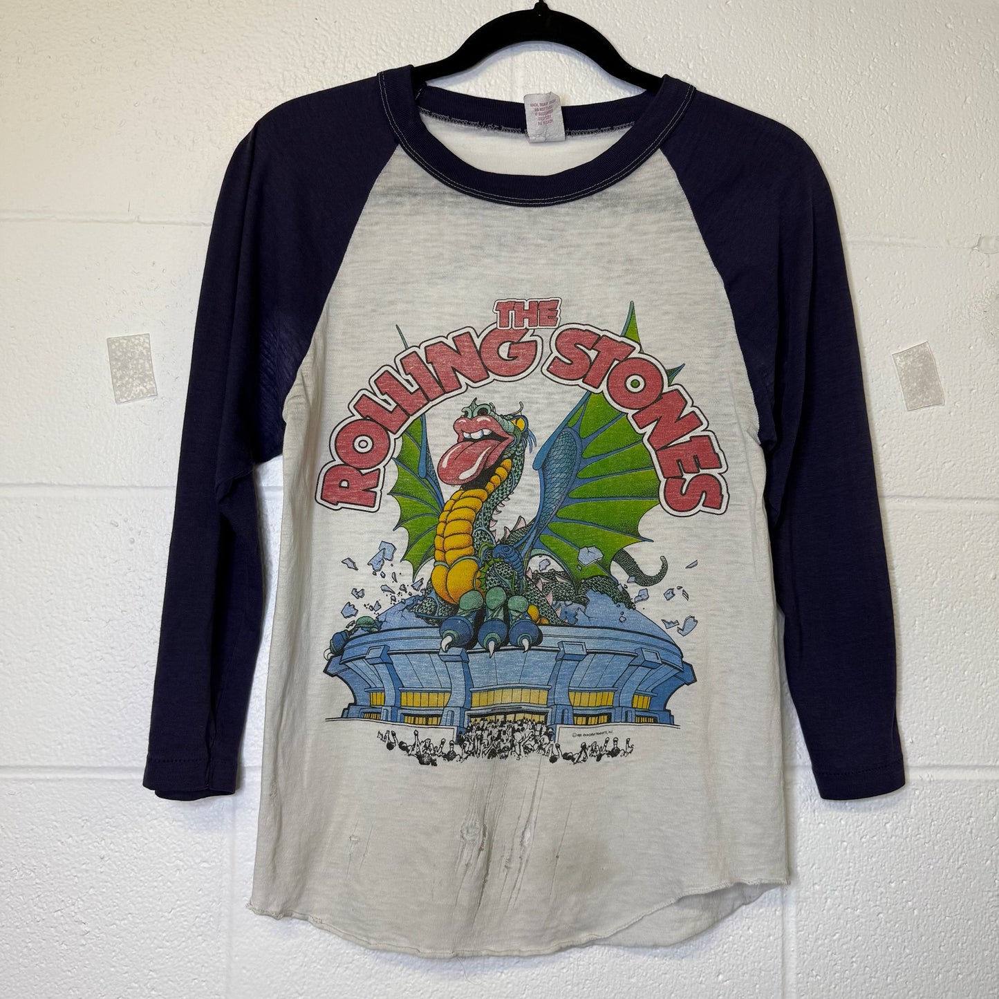 1981 Rolling Stones Tour T-Shirt Raglan Sz M (B1749)