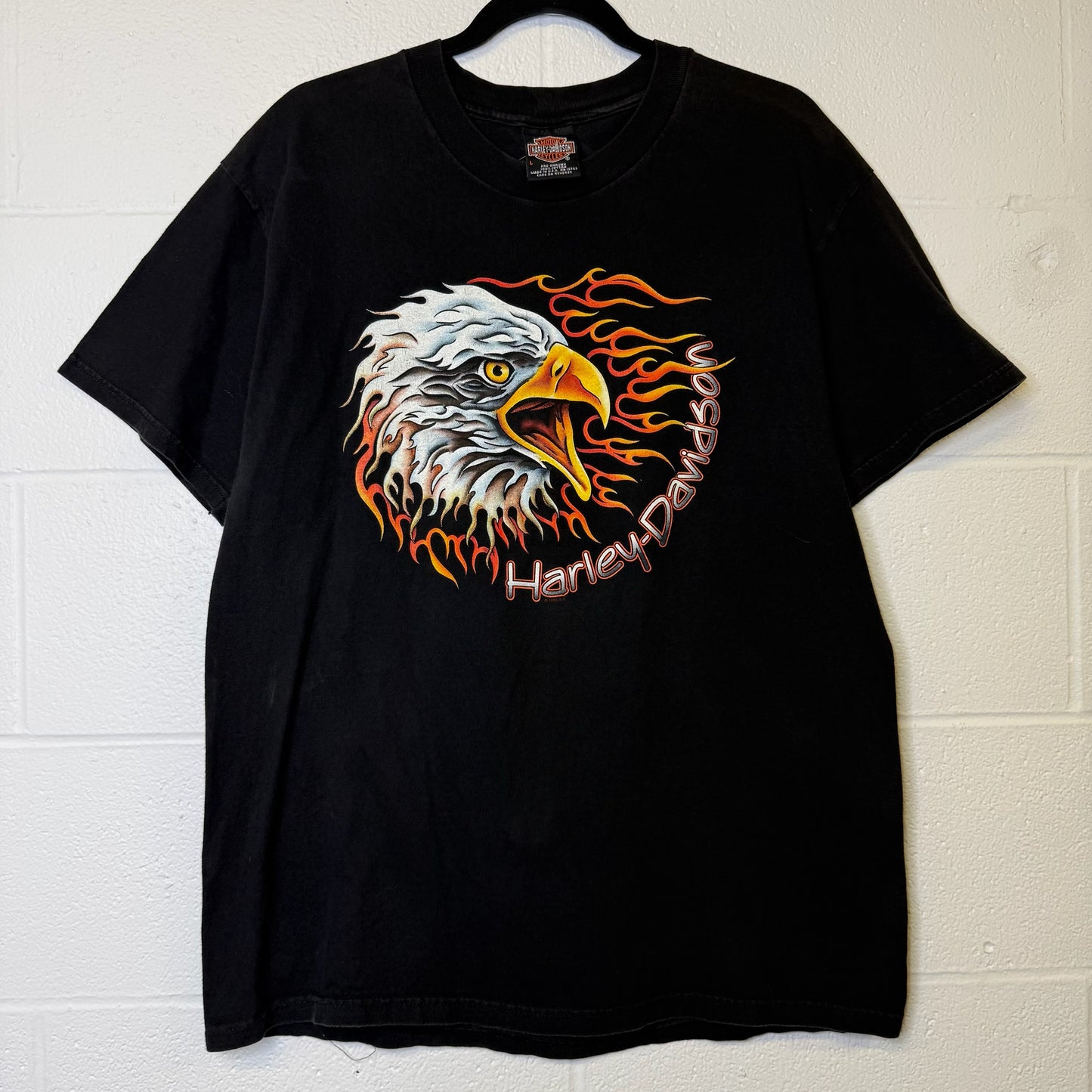 1998 Harley Davidson Flaming Eagle T-Shirt Sz L (B2261)