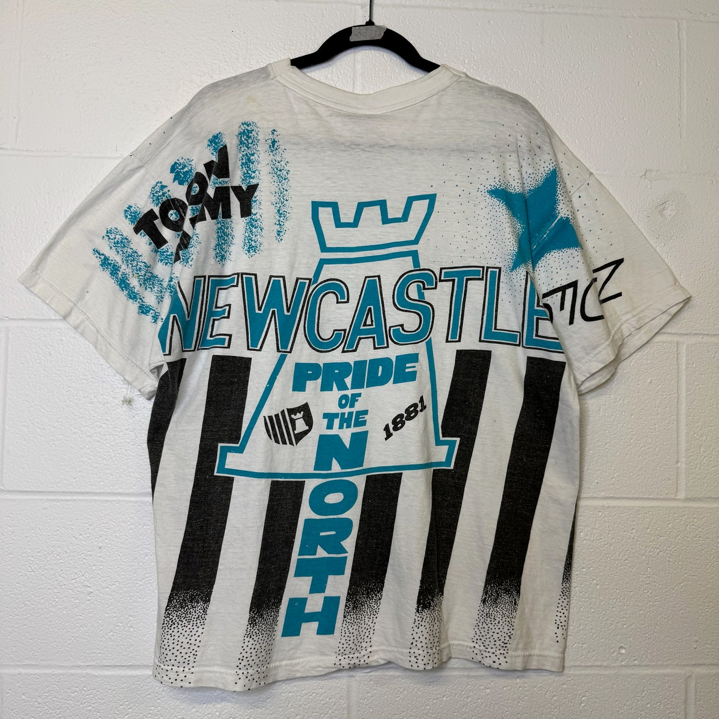 90s Newcastle United Soccer All Over Print T-Shirt Sz XL (B1528)