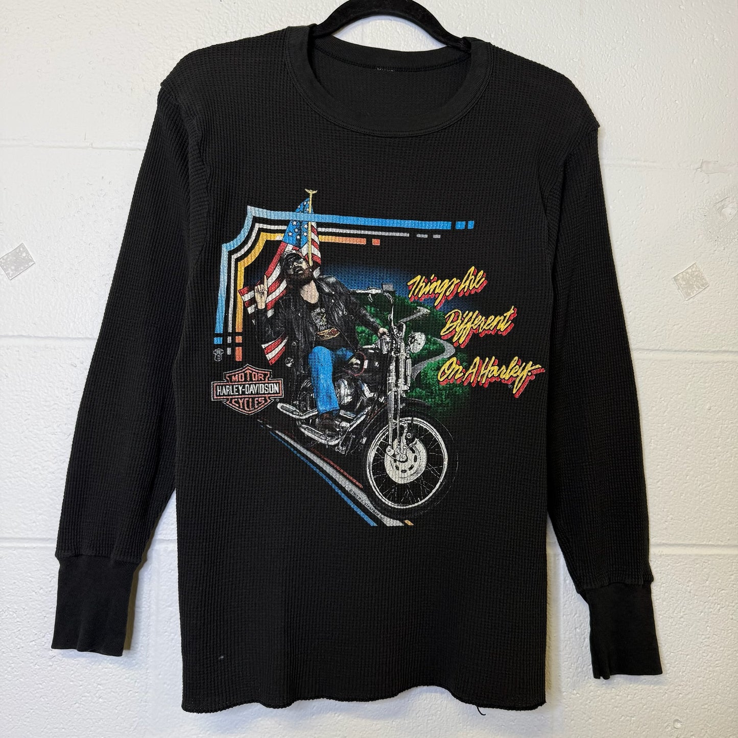 80's Harley Davidson Thermal Long Sleeve Sz M (B457)