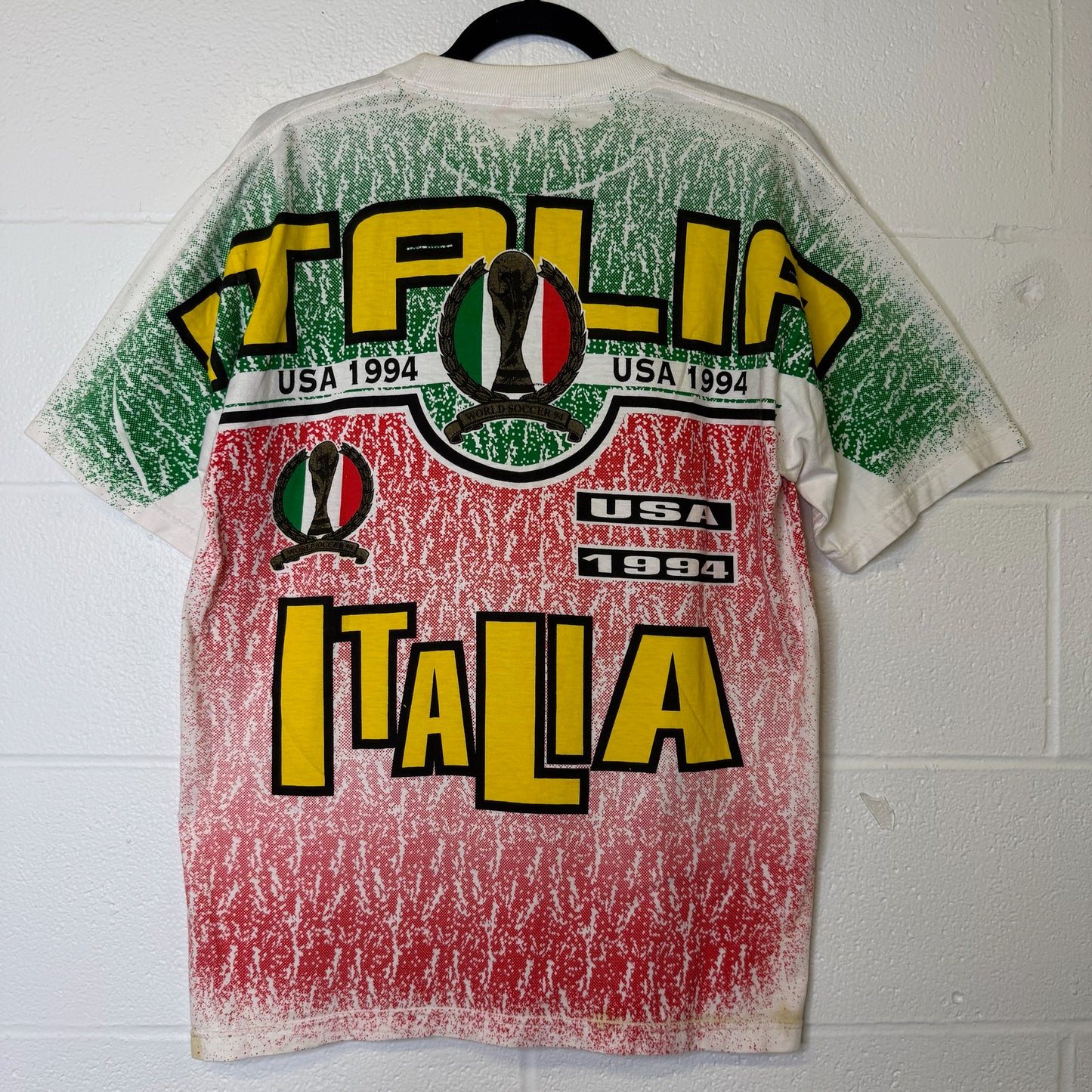 1994 World Cup Italy Soccer AOP T-Shirt Sz L (B2803)