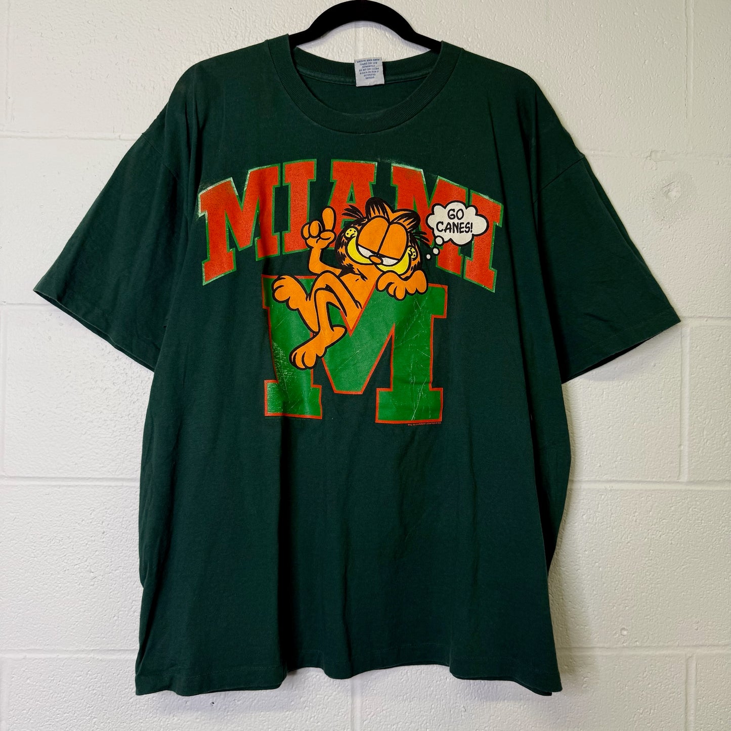 90's Garfield Miami Hurricanes NCAA T-shirt Sz XL (B1622)