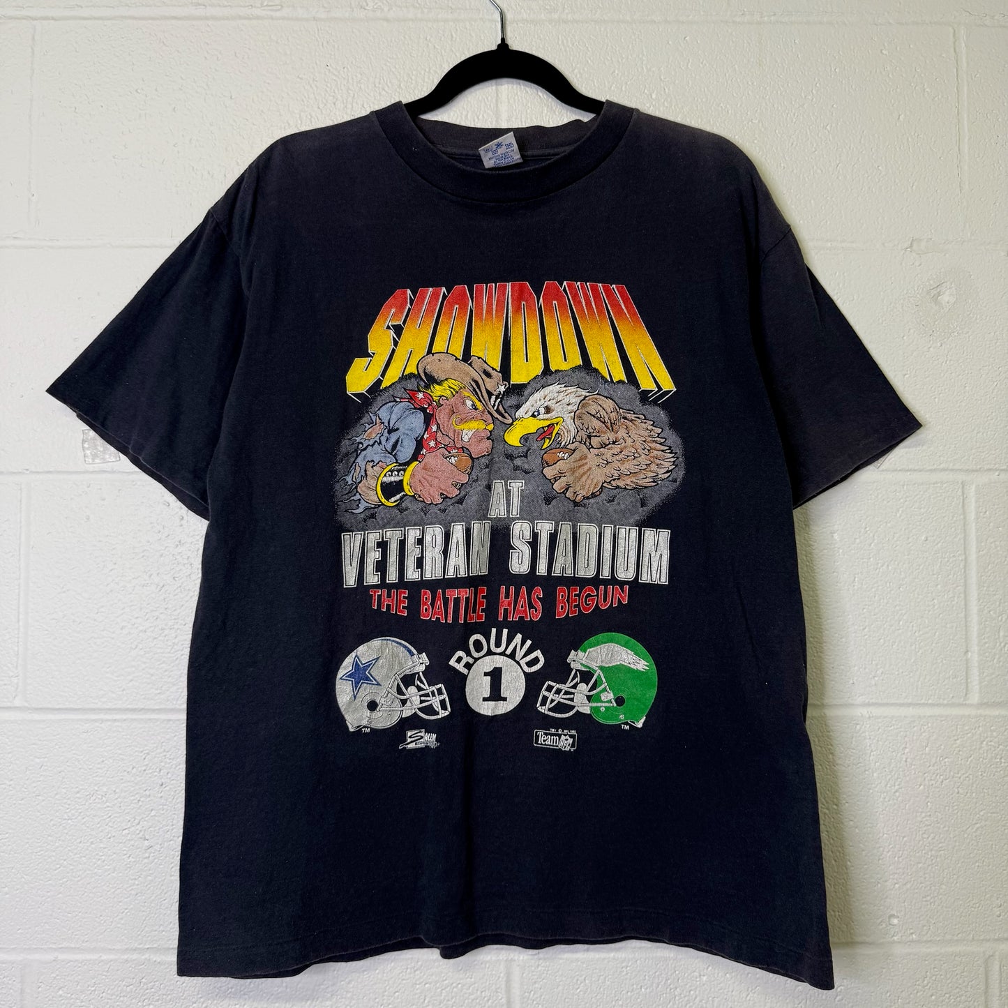 90's Showdown Philadelphia Eagles vs Dallas Cowboys Salem NFL T-Shirt Sz L (B1606)