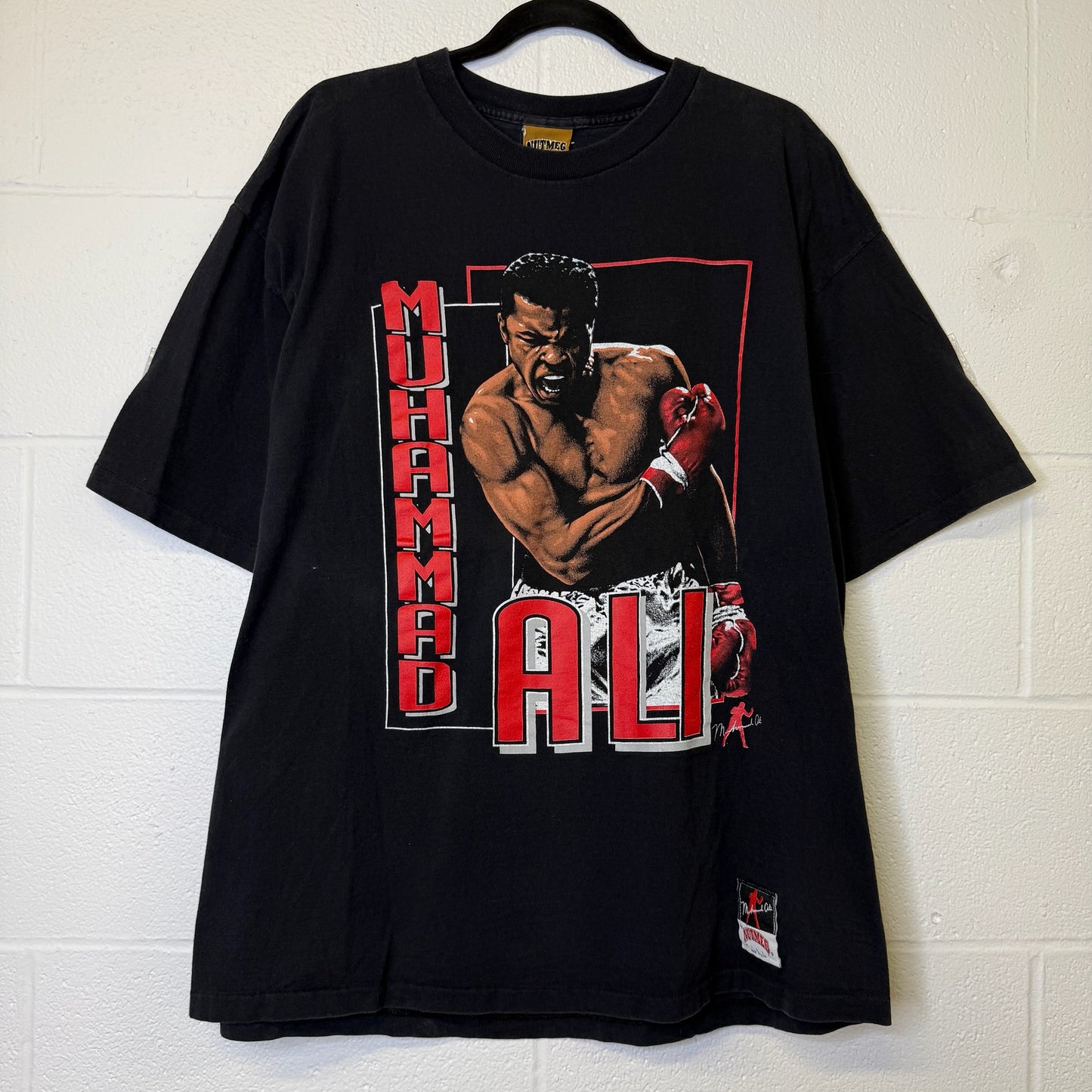 90’s Muhammed Ali Boxing Nutmeg Stats T-shirt Sz XL (A6492)