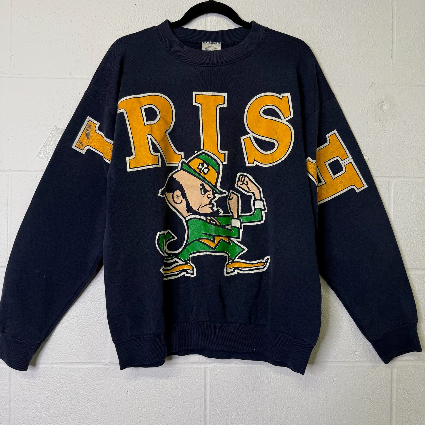 90's Notre Dame Fighting Irish Spell Out NCAA Crewneck Sz XL (B664)