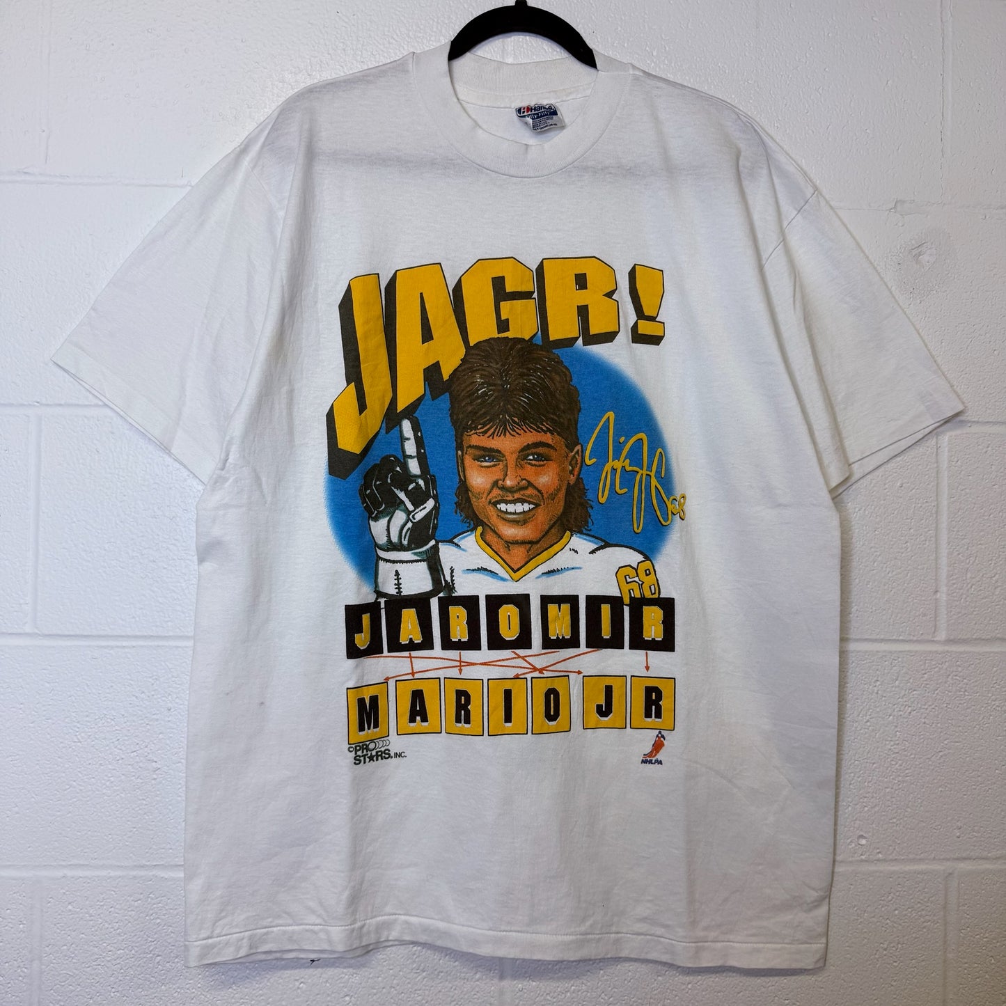 90s Jaromir Jagr Pittsburgh Penguins T-shirt NHL Sz L (B2527)