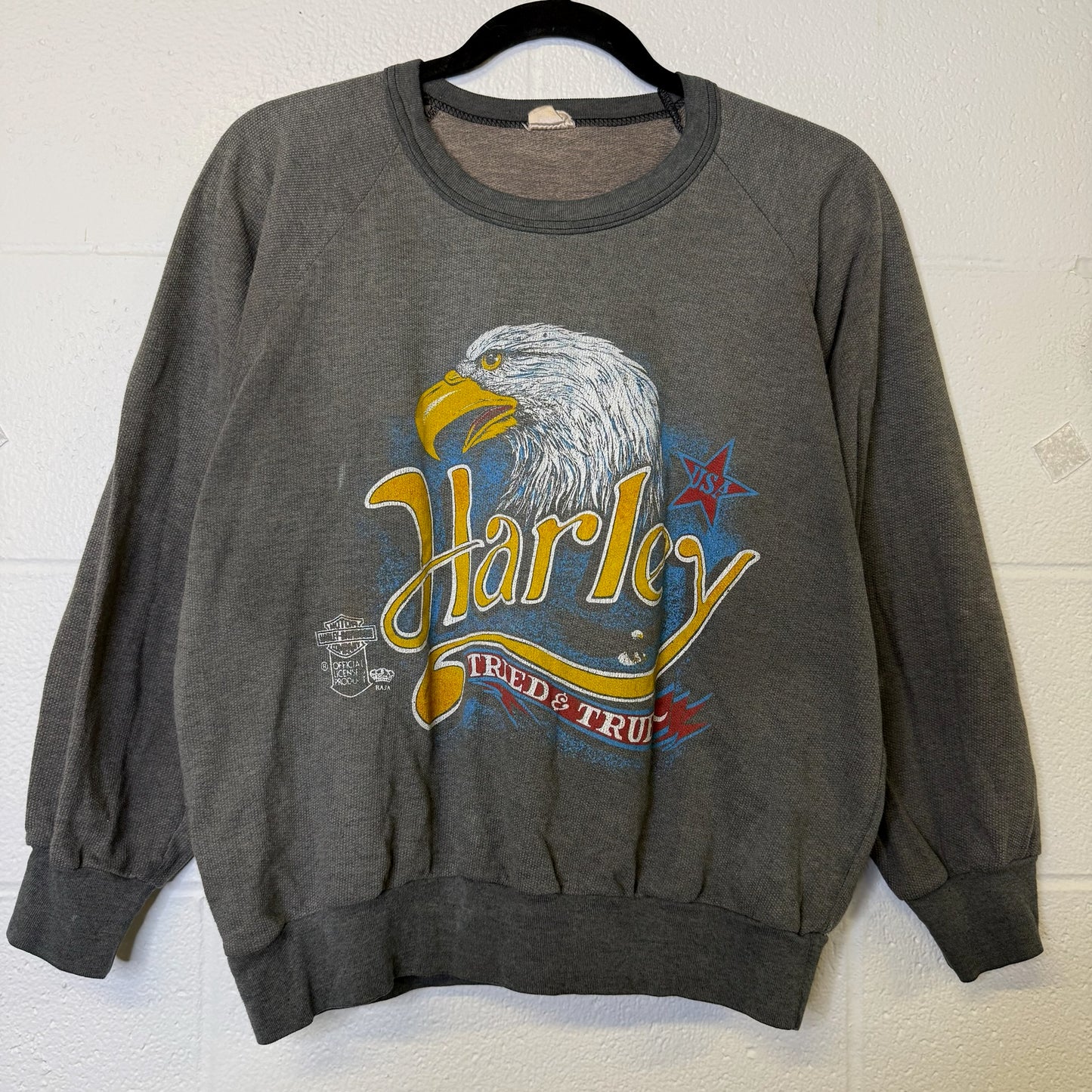 70's Harley Davidson Tried & True Crewneck Sz M (B456)