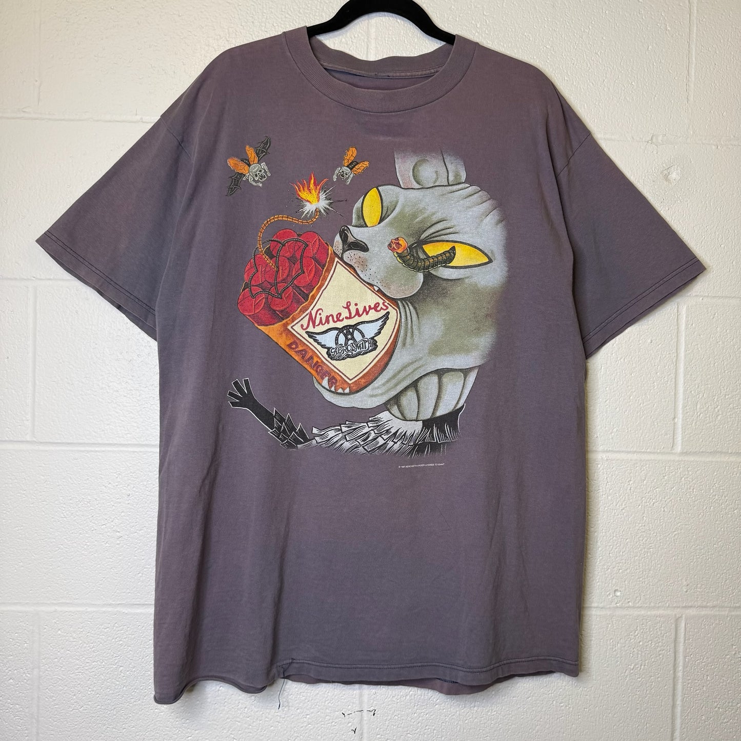 1997 Aerosmith Nine Lives Tour Concert Band Tee Shirt XL Rat Devil Face