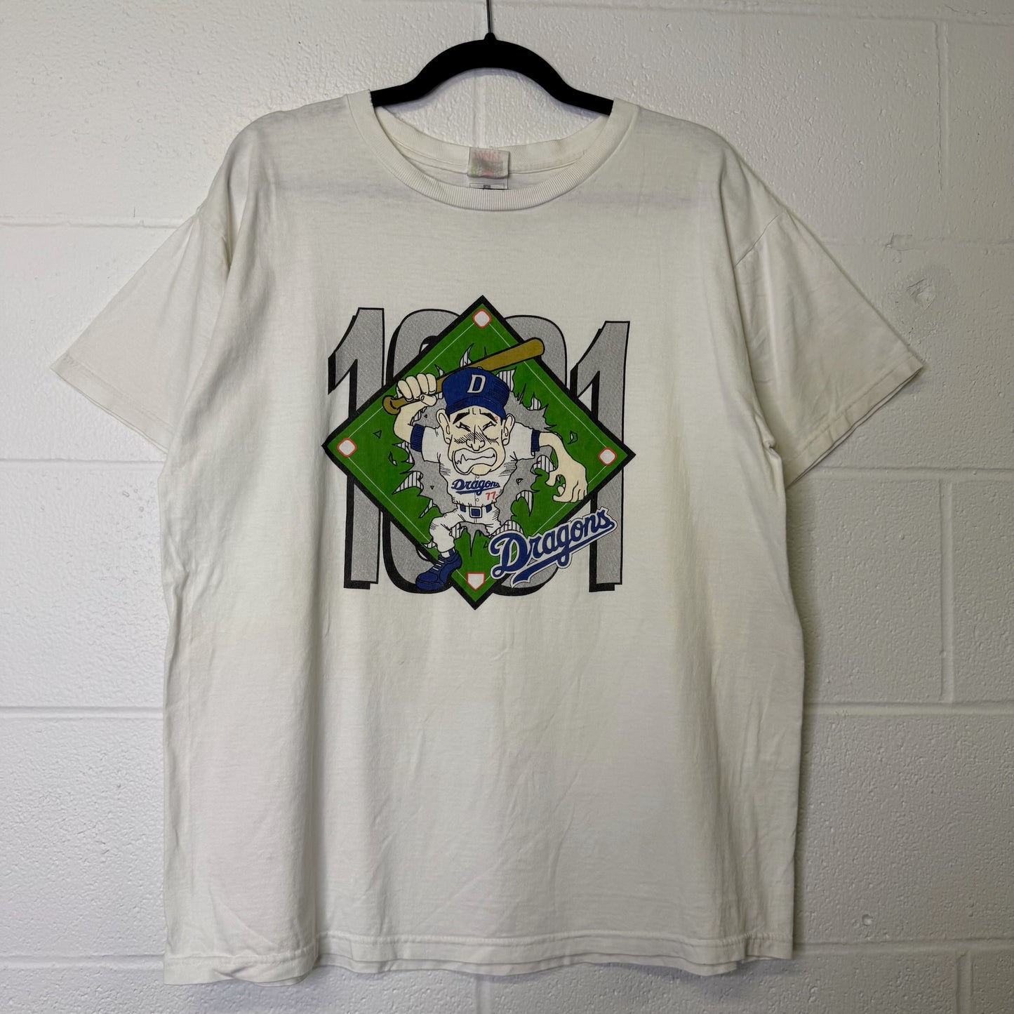 90's Senichi Hoshino Chunichi Dragons Baseball T-shirt Sz L (B1642)