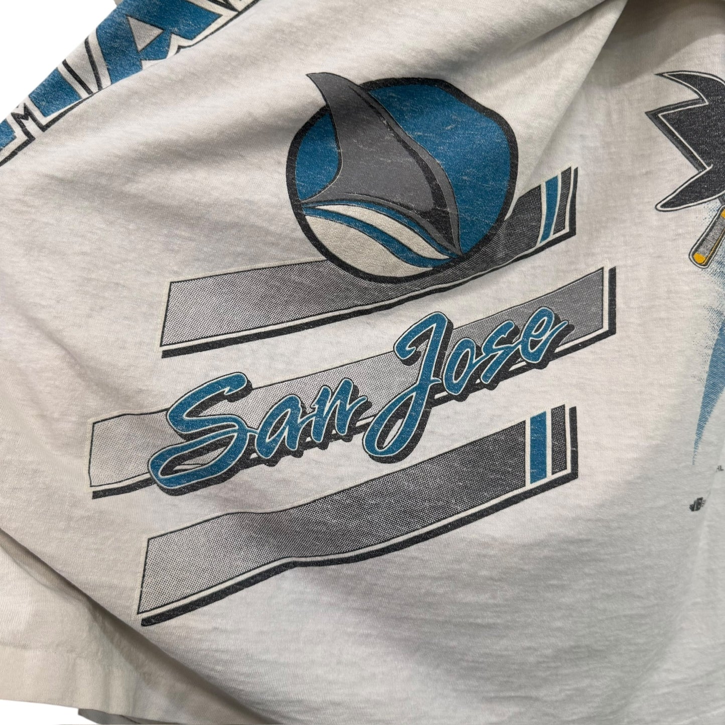 1992 San Jose Sharks NHL Bulletin AOP T-Shirt Sz XL