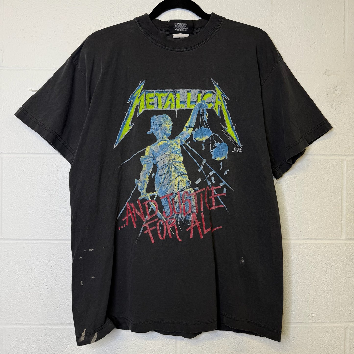 1994 Metallica Justice for All T-shirt Distressed Sz L (B361)
