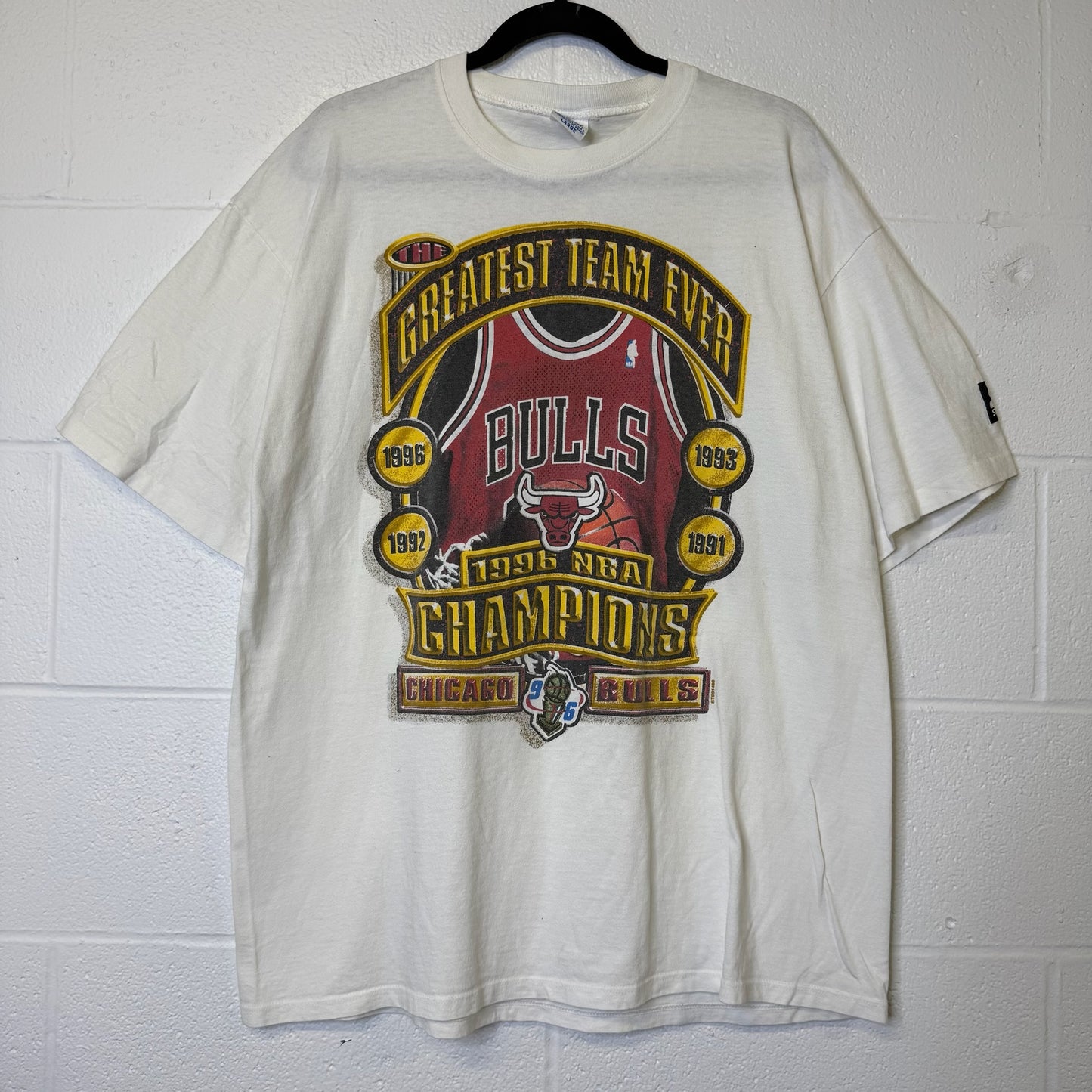 1996 NBA Finals Chicago Bulls Champions T Shirt Sz L (B2205)