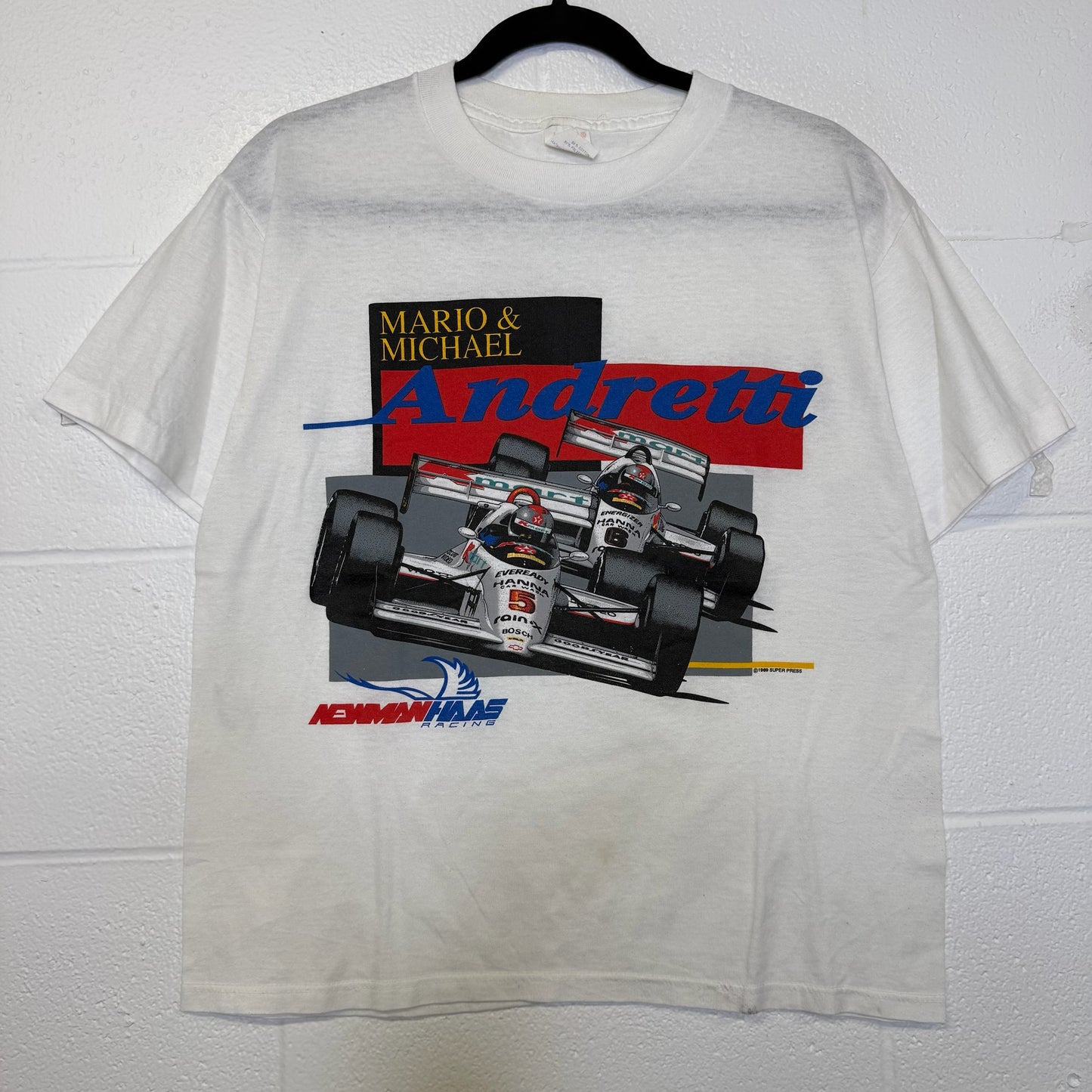 1993 Mario Andretti Formula 1 T-Shirt Sz L (B2981)