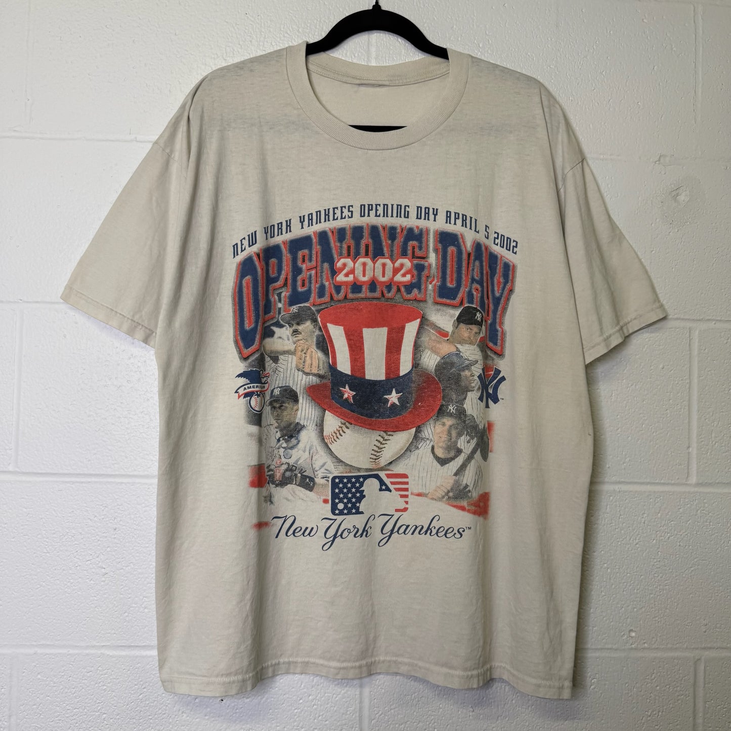 2002 New York Yankees MLB Opening Day T-shirt Sz XL (B1643)