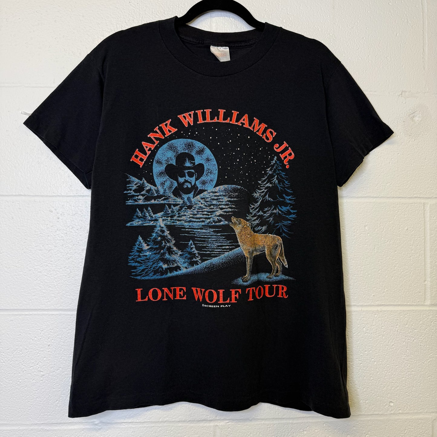 1990 Hank Williams Jr Lone Wolf Tour Sz L (B403)