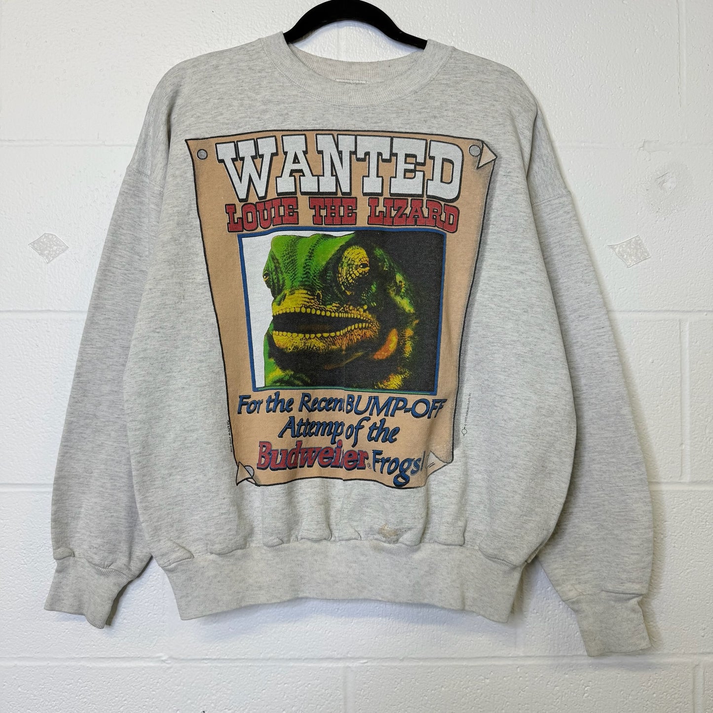 1998 Louis Lizard Budweiser Beer Crewneck Sz L (B571)