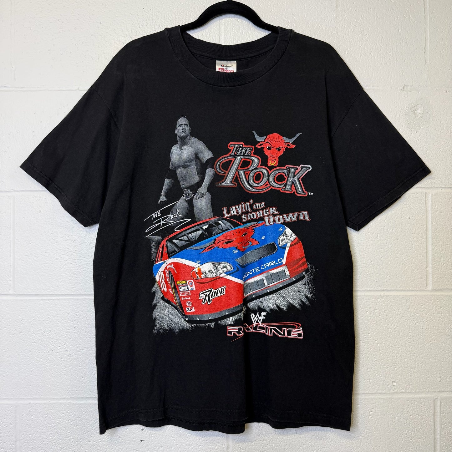 2000s The Rock NASCAR Racing WWF T-Shirt Sz L (B1167)