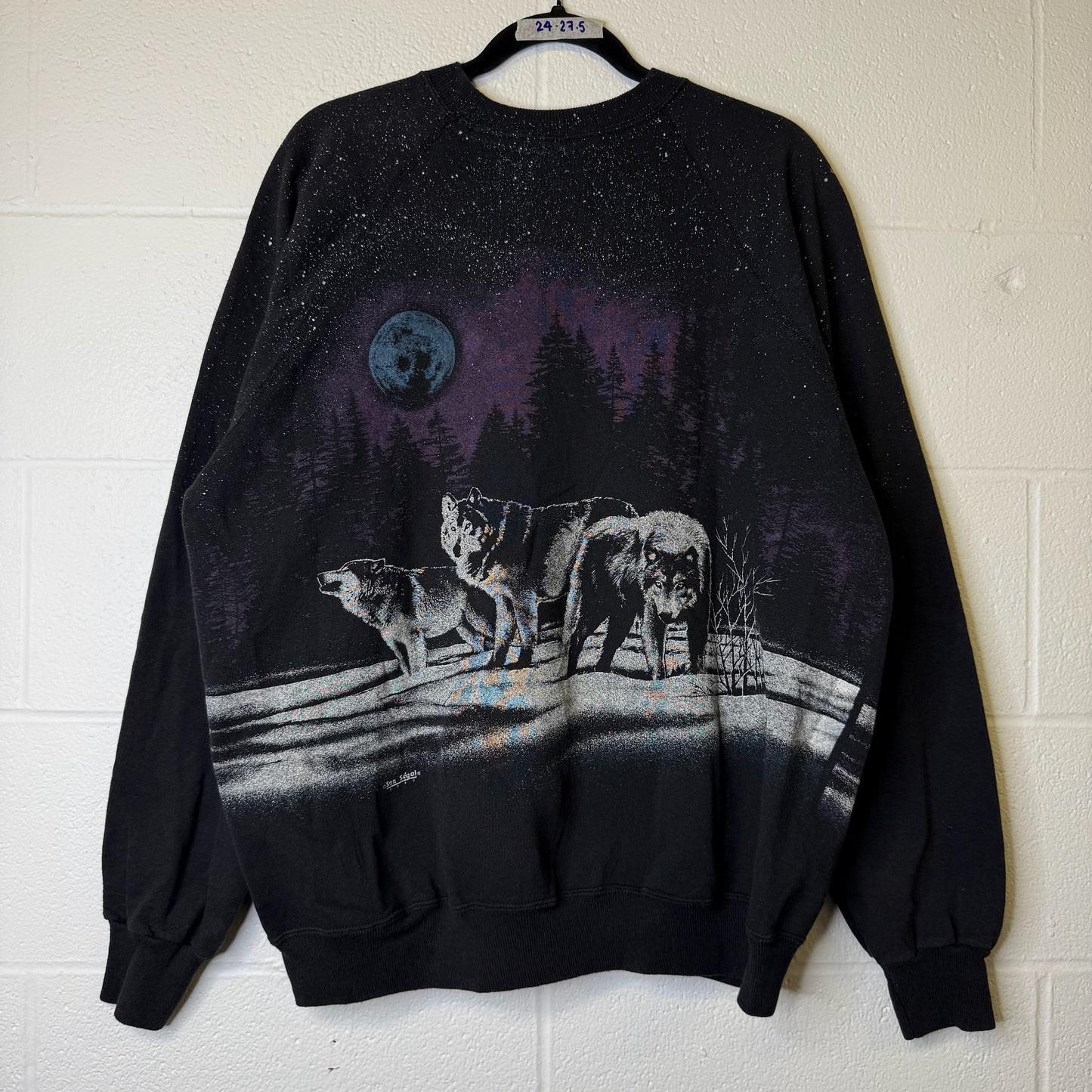 90s Nature Wolf AOP Crewneck Sz XL (A2102)