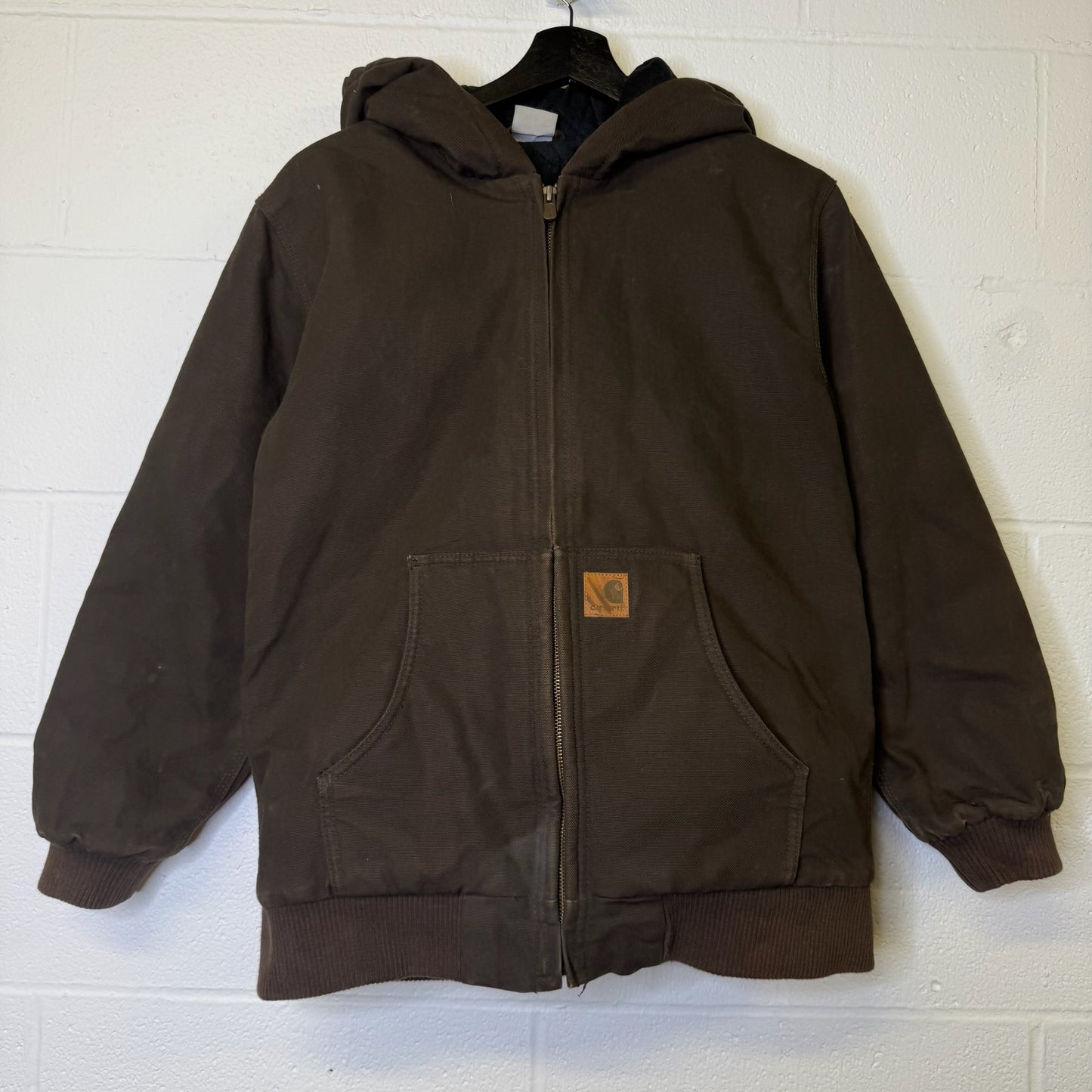 Carhartt Brown Hooded Jacket Sz Youth L (B1785)