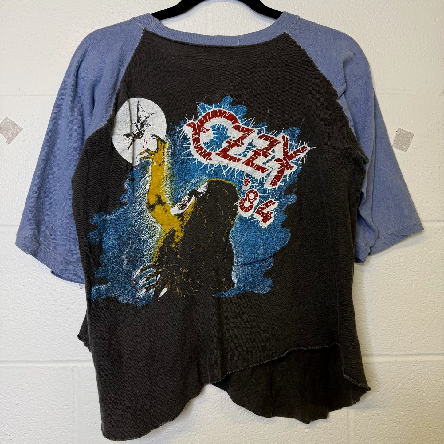 80s Ozzy Osbourne Bark at the Moon Raglan T-shirt Sz M (B375)