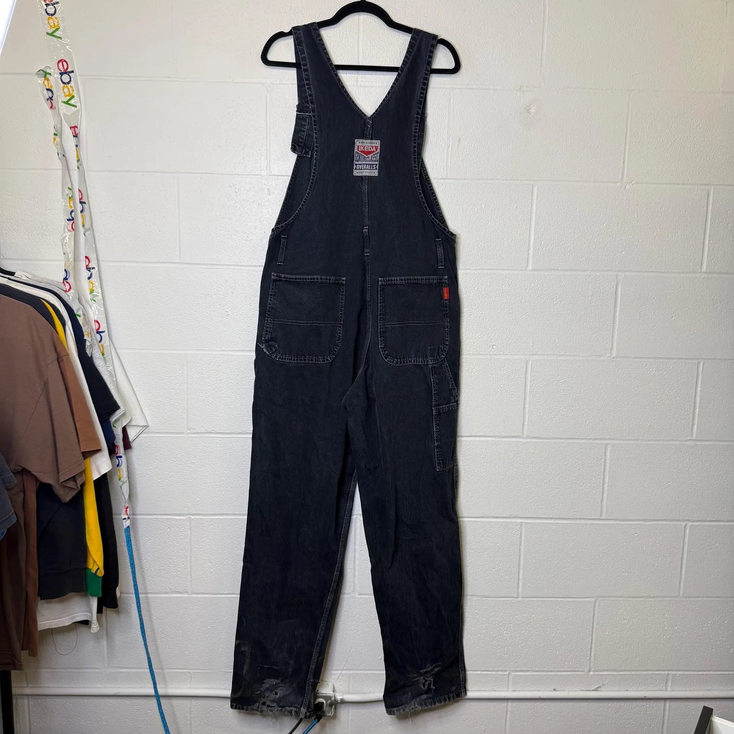 90s Ikeda Denim Overalls Black Sz XL (B2360)