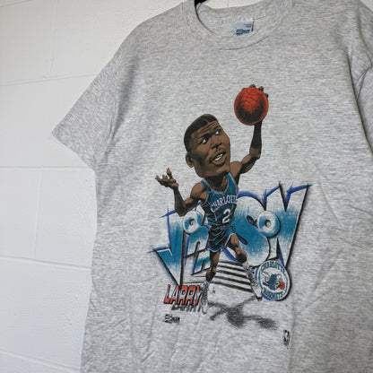 1991 Larry Jason Charlotte Hornets NBA T-Shirt Sz L (B2916)