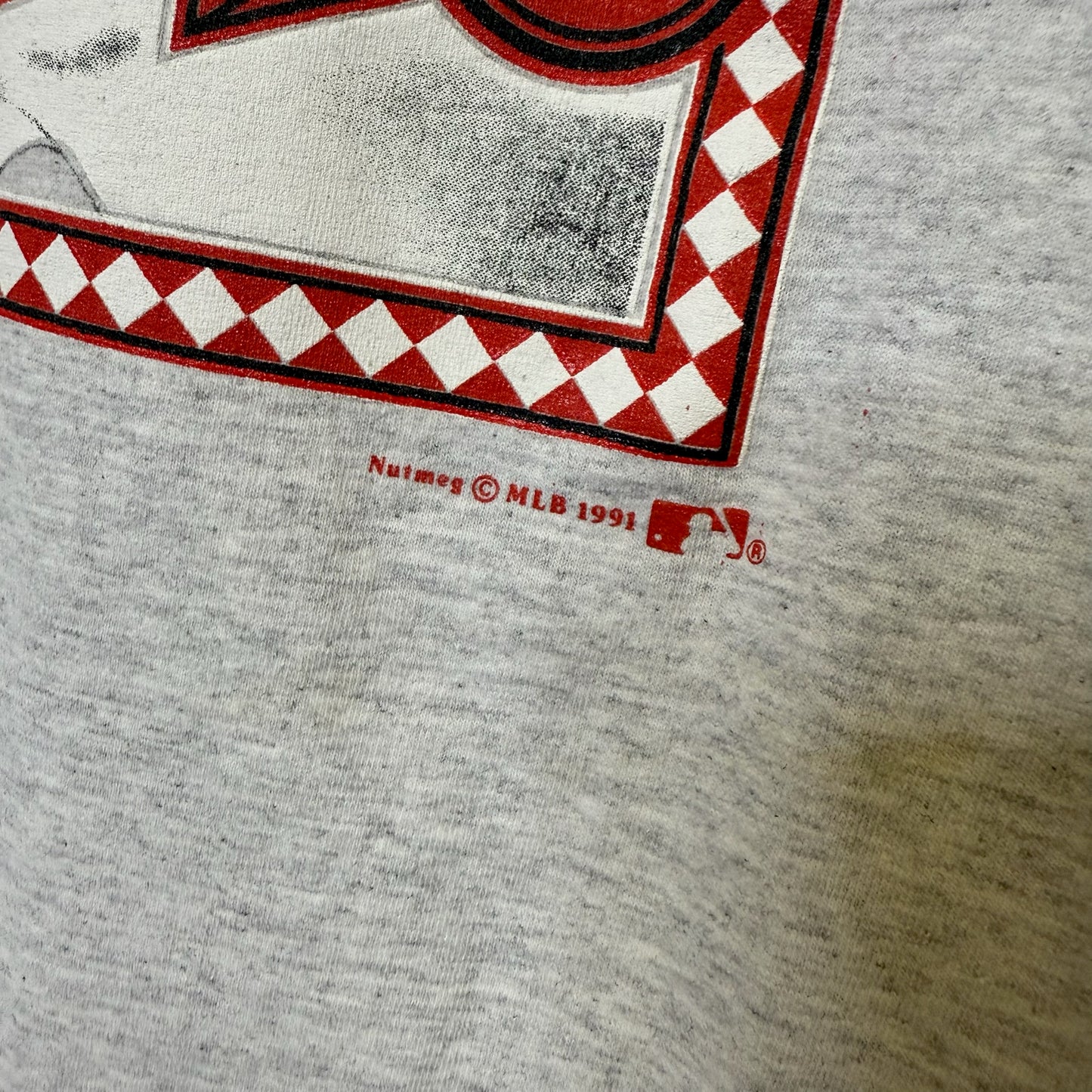 1991 Barry Larkin Cincinatti Reds MLB Nutmeg T-shirt Sz L (B642)