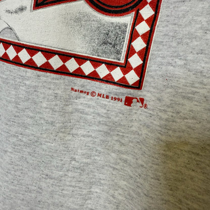 1991 Barry Larkin Cincinatti Reds MLB Nutmeg T-shirt Sz L (B642)