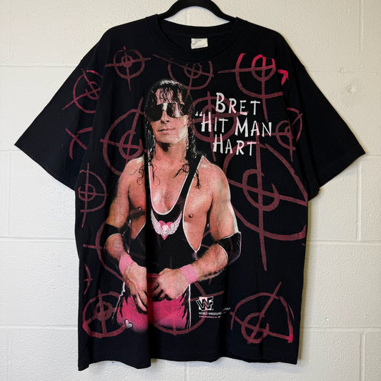 90's Bret Hart WWF All Over Print T-Shirt Sz XL (B2640)