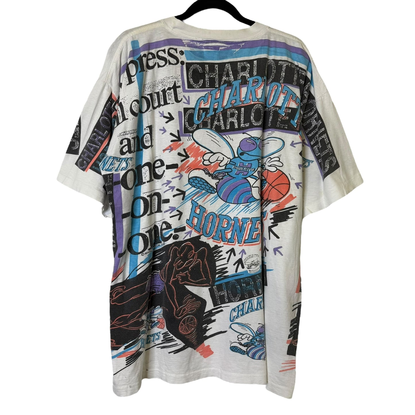 90s Charlotte Hornets Magic Johnson T's NBA AOP Sz 2XL