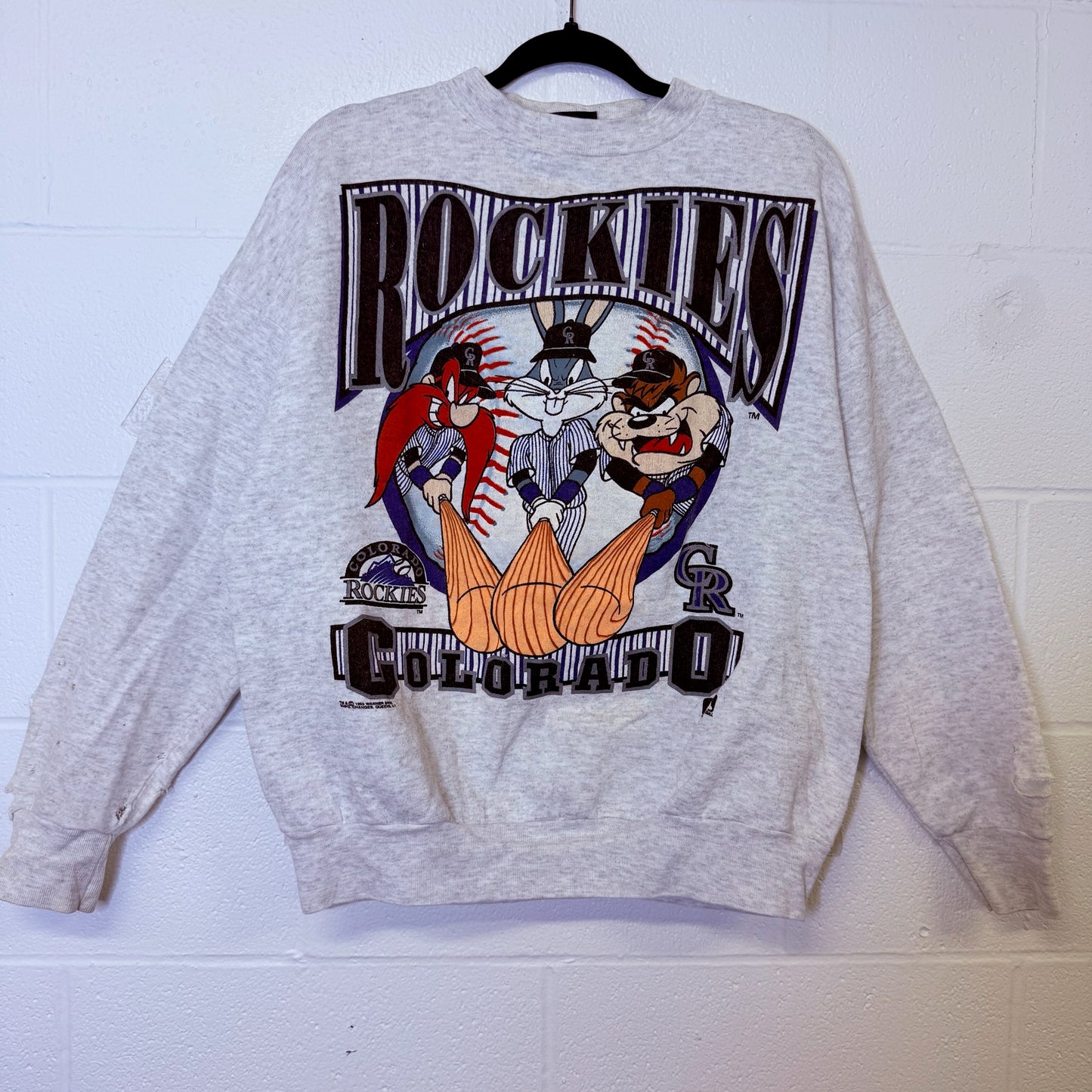 90s Colorado Rockies Looney Tunes NFL Crewneck Sz XL (B2468)