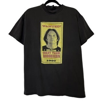 1997 Neil Young Wanted Poster T-Shirt Sz L (B435)