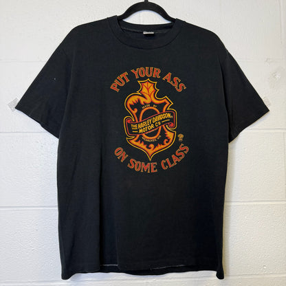 80's Harley Davidson Put Your Ass On Some Class T-Shirt Sz L (B470)