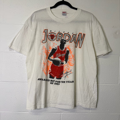 1991 Michael Jordan NBA MVP T-shirt Sz L (B692)