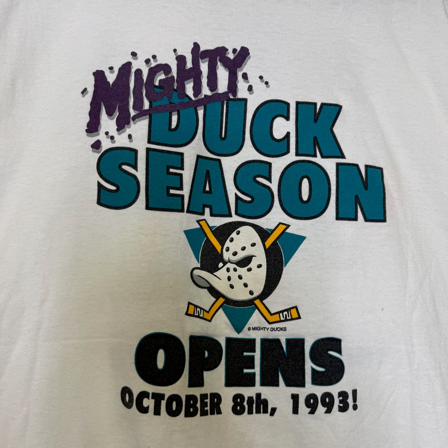 FIRST MEASUREMENT 90's Mighty Ducks T-Shirt Sz L (B2938)