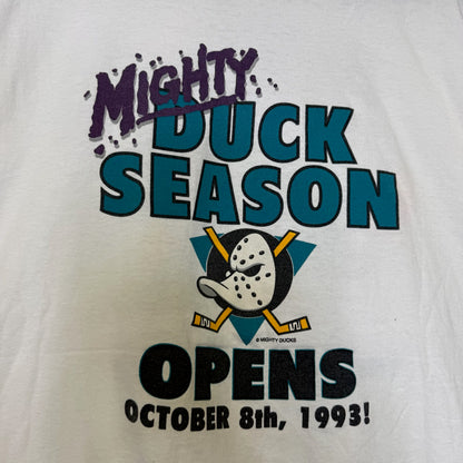 FIRST MEASUREMENT 90's Mighty Ducks T-Shirt Sz L (B2938)