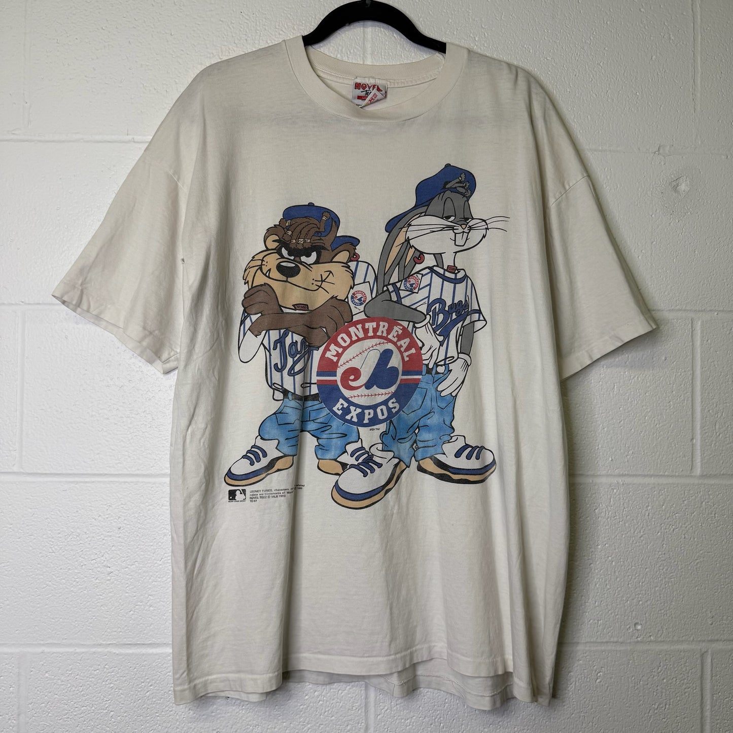 1993 Montreal Expos Bugs Bunny Taz NHL T-shirt Sz XL (B1685)