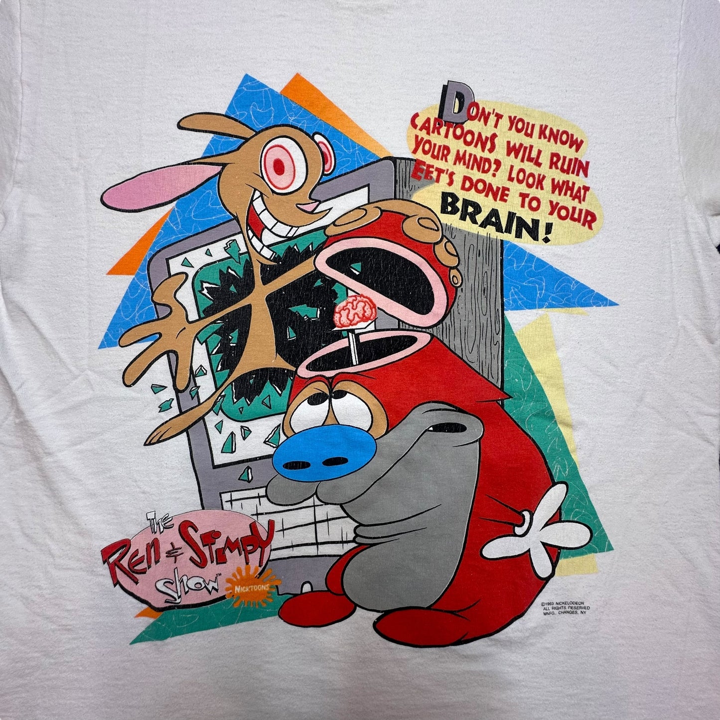 1993 Ren & Stimpy Show T-Shirt Sz L (A6042)