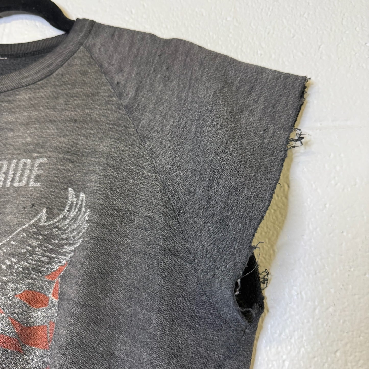 70's Harley Davidson Flag Chopped Crewneck Sz M (B459)