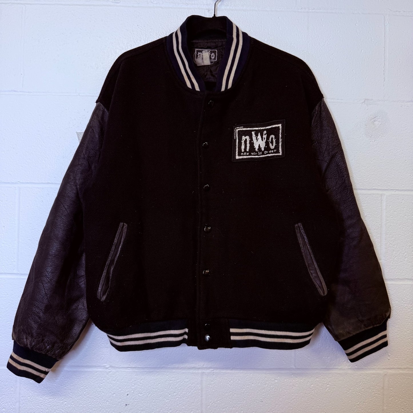 90's NWO Wrestling Letterman Leather/Wool Jacket Sz L